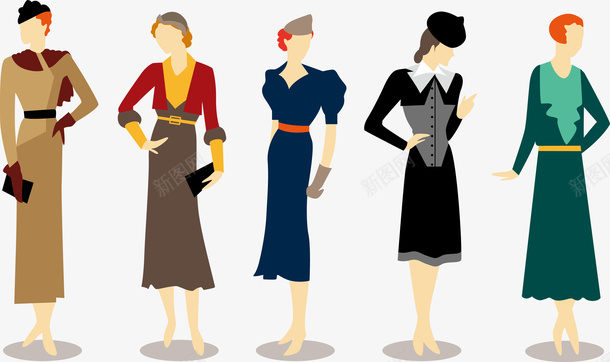 古典女子矢量图ai免抠素材_新图网 https://ixintu.com 卡通 复古 御姐 模特 欧式 矢量图
