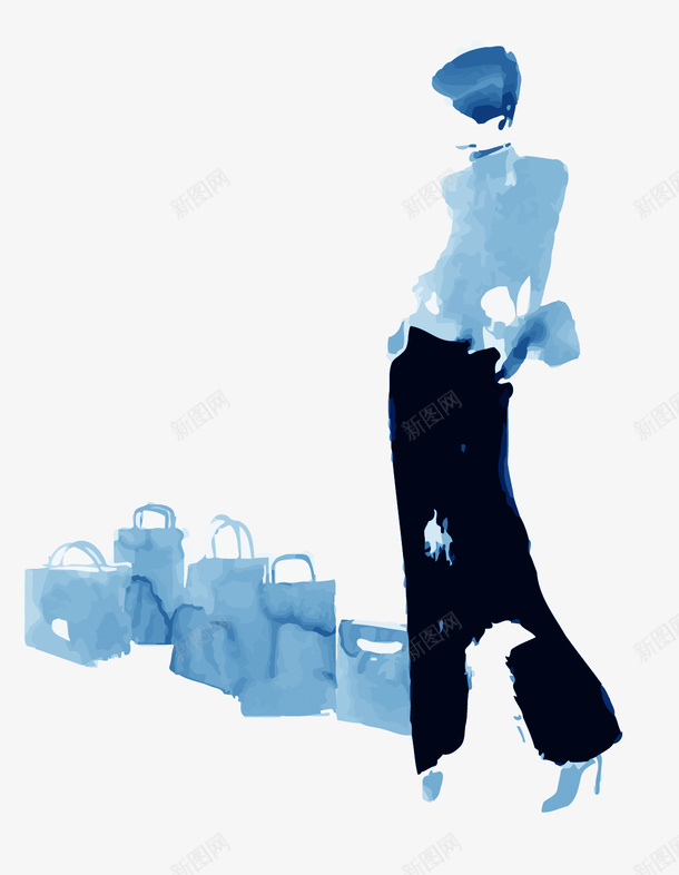 购物女人矢量图eps免抠素材_新图网 https://ixintu.com PNG图片 PNG图片素材 PNG素材 PNG素材免费 PNG素材免费下载 女人 手绘 水墨 购物袋 矢量图