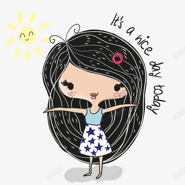 乌黑头发的卡通小女孩png免抠素材_新图网 https://ixintu.com 乌黑 卡通女孩 头发 女孩