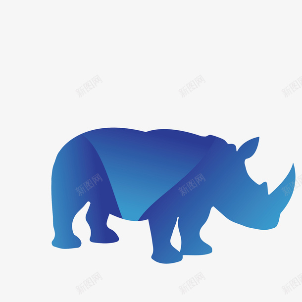蓝色的犀牛剪影png免抠素材_新图网 https://ixintu.com png图形 png装饰 手绘 犀牛 蓝色 装饰