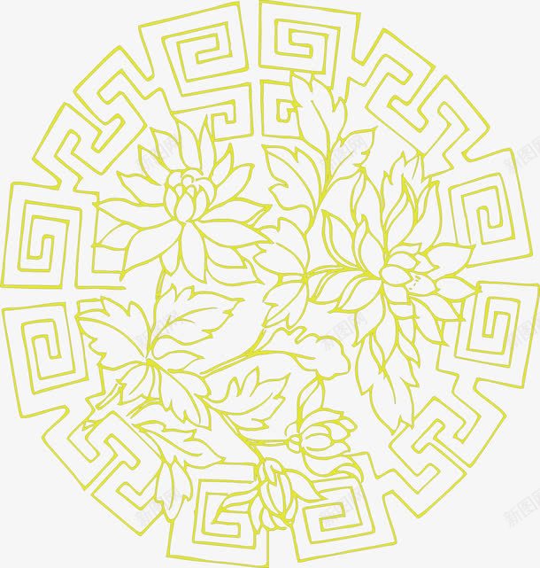 黄色中国传统图案花纹背景png免抠素材_新图网 https://ixintu.com 中国风 花纹背景 装饰 黄色