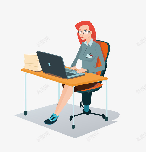 卡通扁平化办公女人png免抠素材_新图网 https://ixintu.com 办公 办公女人 办公女人png 卡通办公女人 女人 扁平化办公女人 矢量办公女人