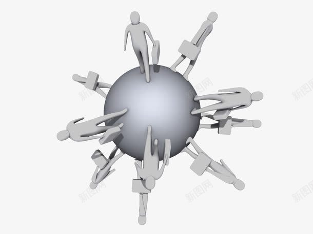 经济全球化png免抠素材_新图网 https://ixintu.com 3d小人 PPT元素 全球化 商务 商务人士 地球 白色小人 职场