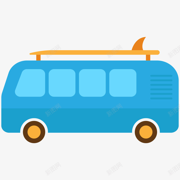卡通公共汽车png免抠素材_新图网 https://ixintu.com 交通工具 公共汽车 卡通 扁平 蓝色