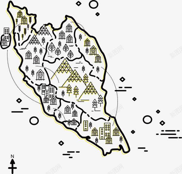 手绘小岛地图矢量图eps免抠素材_新图网 https://ixintu.com 地图 地形图 小岛地图 手绘地图 旅游地图 矢量png 矢量图