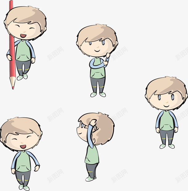 卡通人物小朋友矢量图ai免抠素材_新图网 https://ixintu.com 人物 卡通 小朋友 小清新 开心 简约 铅笔 矢量图