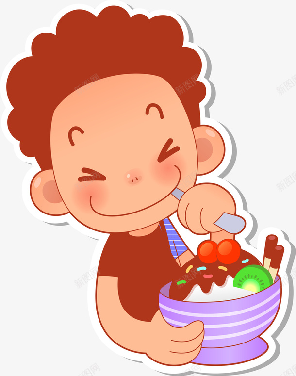 手绘冰淇淋男孩矢量图ai免抠素材_新图网 https://ixintu.com AI 儿童 冰淇淋 卡通 夏天 男孩 矢量图