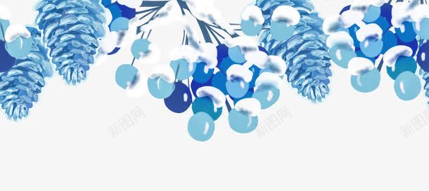 蓝色果子png免抠素材_新图网 https://ixintu.com 卡通 手绘 松子 果子 白色 白雪 简图 蓝色