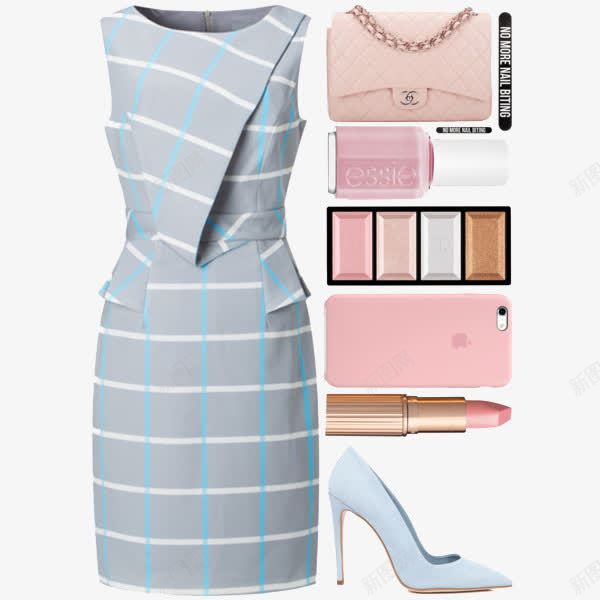 连衣裙和化妆品包包png免抠素材_新图网 https://ixintu.com 包包 化妆品 服装搭配 连衣裙