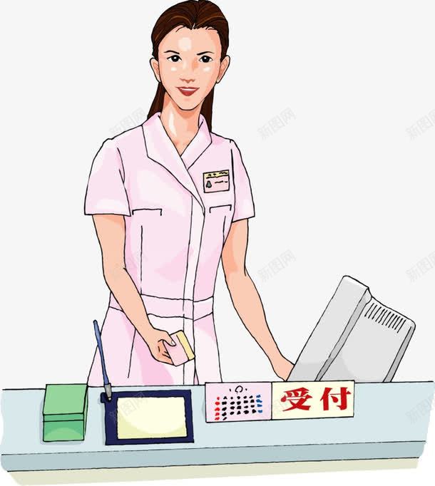 医护人物png免抠素材_新图网 https://ixintu.com 医生 女孩 插画 收款台