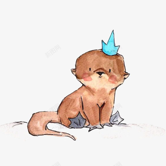 水獭png免抠素材_新图网 https://ixintu.com 动物插画 卡通水彩 可爱动物 小动物 手绘水獭 水彩水獭