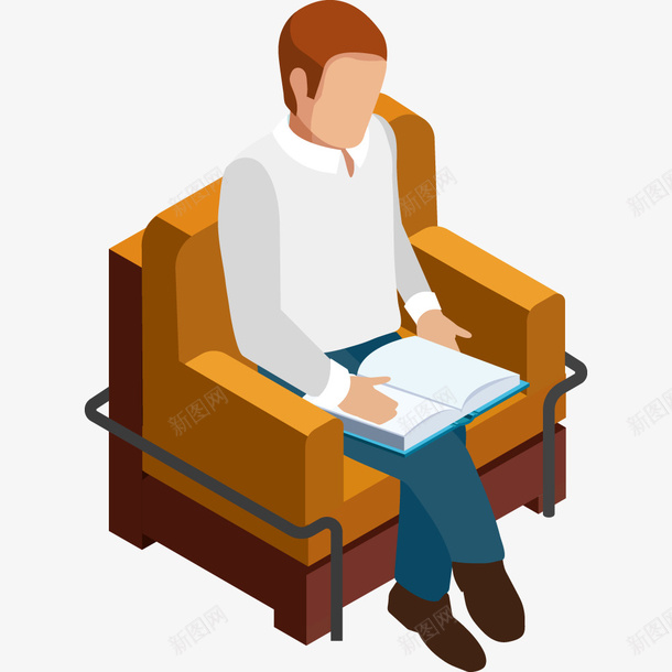 卡通阅读的人png免抠素材_新图网 https://ixintu.com 人物 卡通画 矢量装饰 装饰 阅读的人