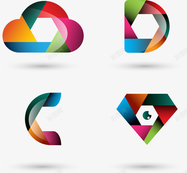 手绘彩色图标矢量图ai免抠素材_新图网 https://ixintu.com LOGO logo logon 几何 图标 彩色 手绘 矢量图