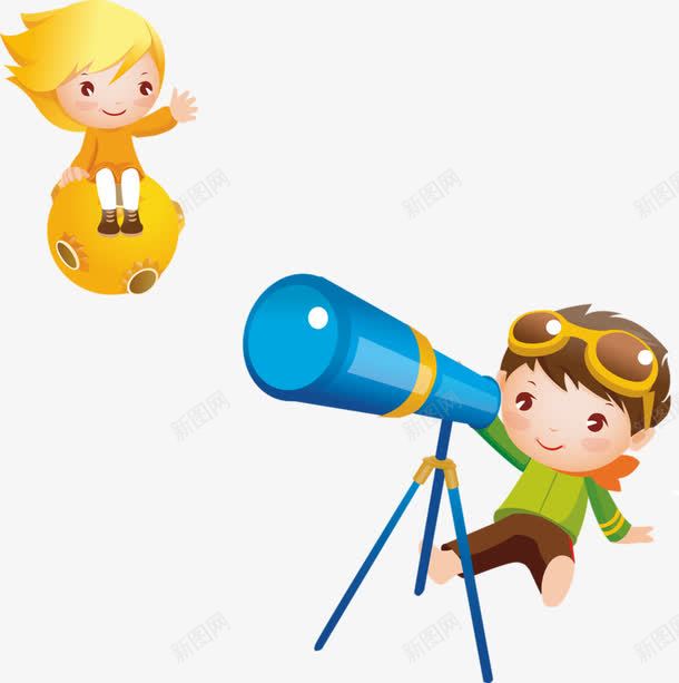 卡通望远镜png免抠素材_新图网 https://ixintu.com 人物 卡通 学者 望远镜