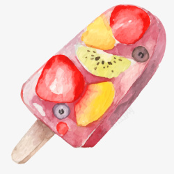 水果冰棒水彩插画矢量图素材