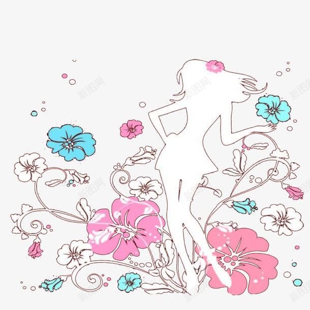 女人花png免抠素材_新图网 https://ixintu.com 人物 植物 白色 粉色 花 蓝色