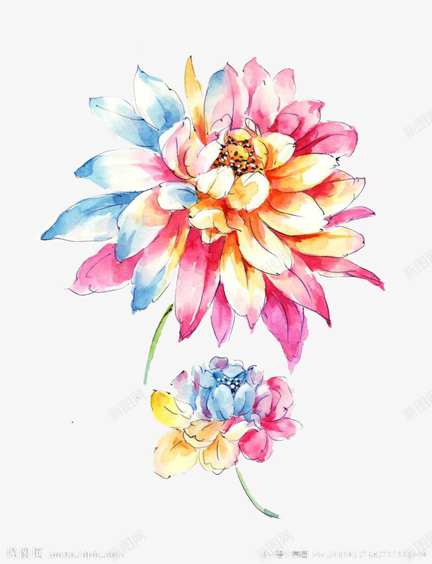 手绘彩色花png免抠素材_新图网 https://ixintu.com png 图片 彩色花 手绘