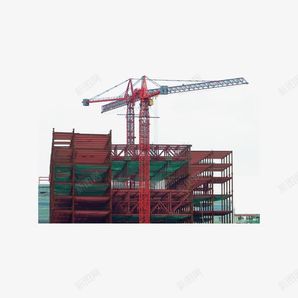 彩色的施工现场png免抠素材_新图网 https://ixintu.com 吊车 施工 装饰 铁架子