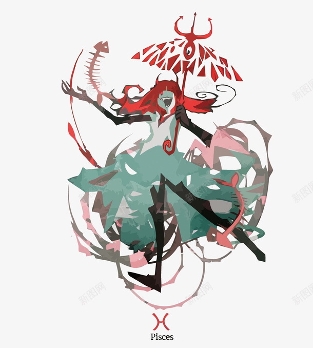 卡通双鱼座插画矢量图eps免抠素材_新图网 https://ixintu.com pisces 卡通 双鱼座 双鱼座PNG矢量图 双鱼座免扣PNG图 手绘 星座 矢量双鱼座 矢量图