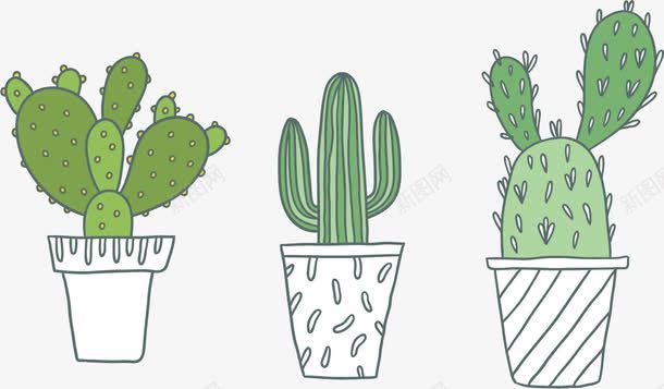 仙人掌植物手绘元素png免抠素材_新图网 https://ixintu.com 仙人掌 植物素材 矢量植物 矢量素材