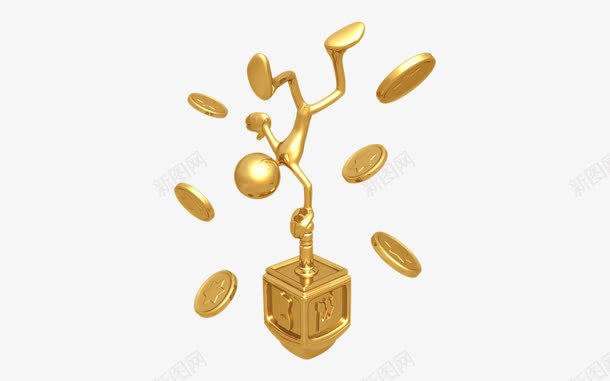 小金人倒立png免抠素材_新图网 https://ixintu.com PNG图片 倒立 小金人 掉金币 金币