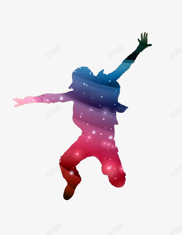 跳跃的人物png免抠素材_新图网 https://ixintu.com 人物剪影 炫彩人物剪影