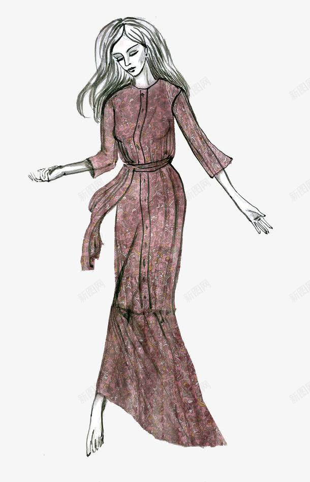 手绘服装模特png免抠素材_新图网 https://ixintu.com 人物 手绘女孩 手绘模特 服装模特