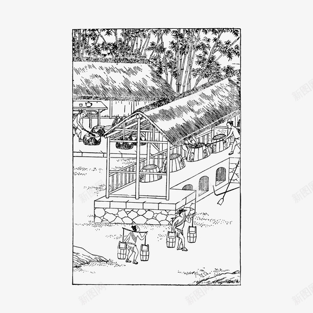 手绘茅草屋矢量图ai免抠素材_新图网 https://ixintu.com 中国风 插画 文化 矢量图