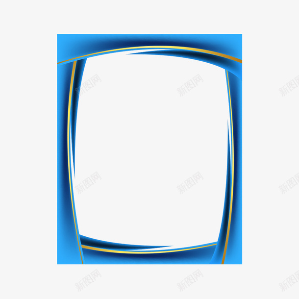 简约蓝色边框矢量图ai免抠素材_新图网 https://ixintu.com 时尚 海报设计 渐变色 简约 蓝色 蓝色框框 边框 金色 矢量图