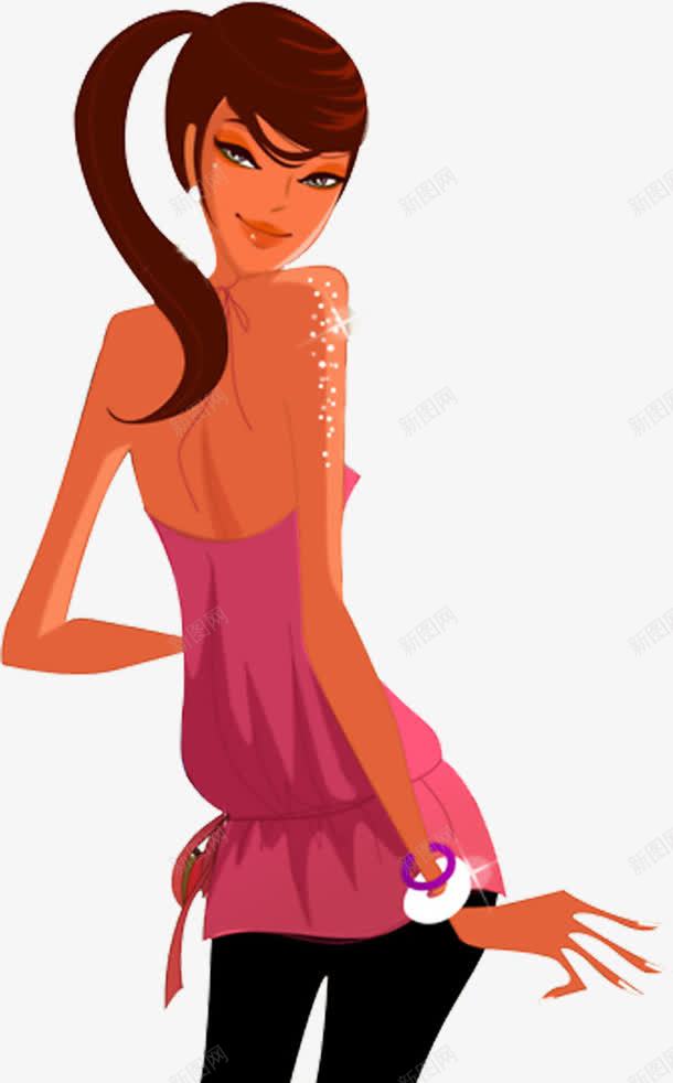 手绘卡通时尚珠光美女png免抠素材_新图网 https://ixintu.com 卡通 时尚 美女