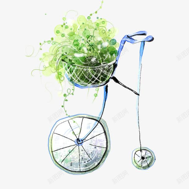 小单车手绘png免抠素材_新图网 https://ixintu.com 小单车 手绘 植物 车手