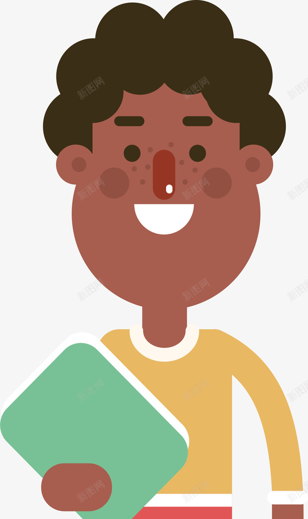 学习的黑人男孩矢量图ai免抠素材_新图网 https://ixintu.com 卡通 微笑 男孩 男孩设计 矢量图 黑人 黑人插画 黑人男孩