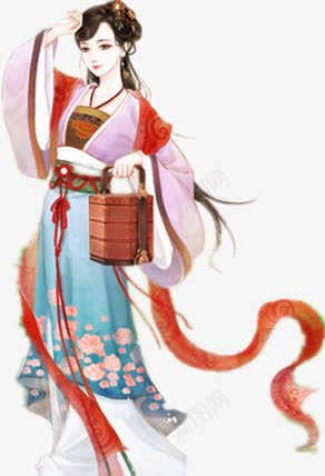 提食盒的仕女古风手绘png免抠素材_新图网 https://ixintu.com 仕女 古代仕女图 古风 食盒