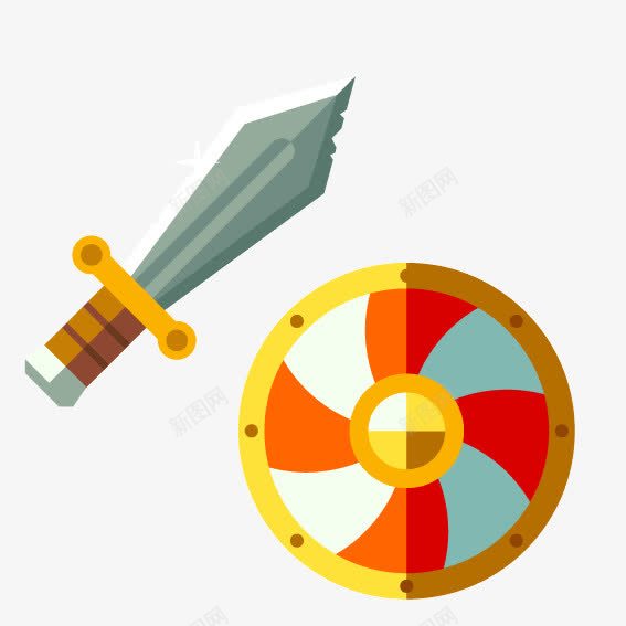刀盾游戏卡通矢量图ai免抠素材_新图网 https://ixintu.com 刀盾 卡通兵器 卡通手绘 游戏素材 矢量图