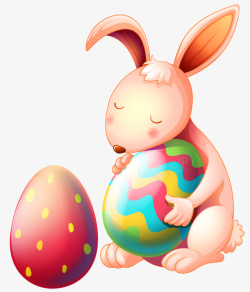 抱着彩蛋的兔子素材