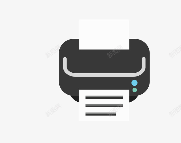 卡通黑白色打印机标识图标png_新图网 https://ixintu.com 卡通 打印机 标识 黑白色