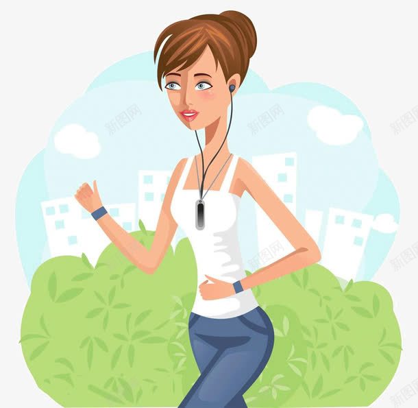 卡通听歌运动女孩png免抠素材_新图网 https://ixintu.com 卡通 听歌 听歌的人 女孩 跑步 运动
