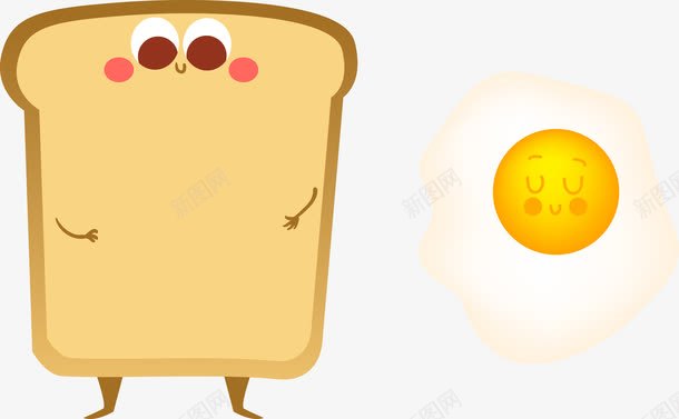 手绘早餐png免抠素材_新图网 https://ixintu.com 吐司 手绘 早餐 煎蛋