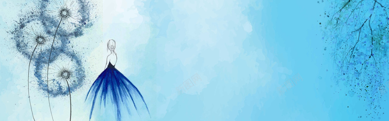 文艺清新蓝色手绘平面bannerpsd设计背景_新图网 https://ixintu.com banner 平面 手绘 文艺 树枝 水彩 清新 美女 蒲公英 蓝色
