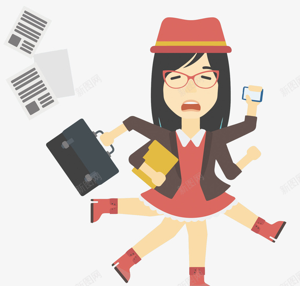赶着去上班的女孩矢量图eps免抠素材_新图网 https://ixintu.com 上班 公文包 卡通 女孩PNG矢量图 女孩免扣PNG图 忙碌 手绘 矢量女孩 矢量图