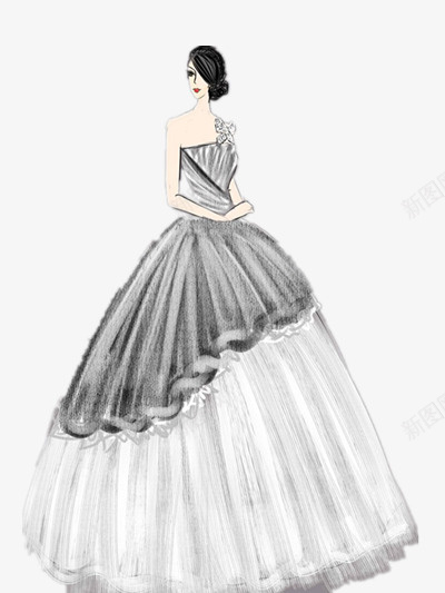 手绘婚纱png免抠素材_新图网 https://ixintu.com 唯美 婚纱素材 手绘图片 手绘婚纱