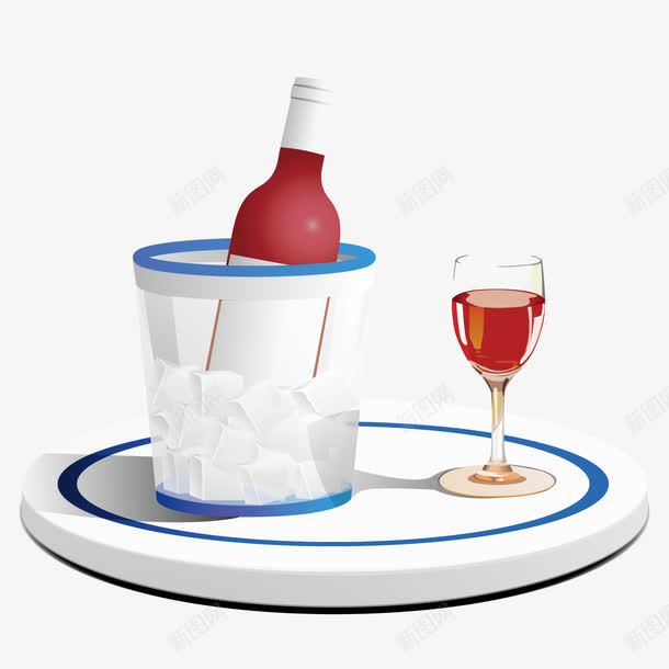 托盘上的红酒png免抠素材_新图网 https://ixintu.com 卡通 托盘 拟物化 矢量元素 红酒