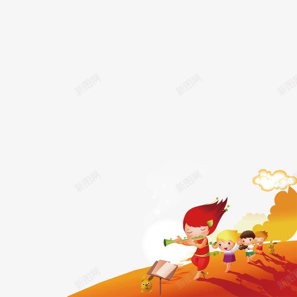 卡通人物唱歌png免抠素材_新图网 https://ixintu.com 儿童节 卡通 唱歌 小孩子
