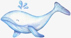 童话水墨手绘鲸鱼素材