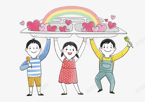 卡通托着爱心的孩子图png免抠素材_新图网 https://ixintu.com 儿童 卡通 可爱的 孩子 彩虹 托着的 爱心 高兴地