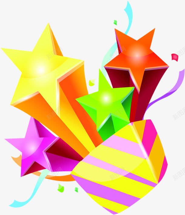 彩色卡通可爱五角星彩带png免抠素材_新图网 https://ixintu.com 五角星 卡通 可爱 彩带 彩色