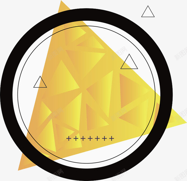 金色三角形png免抠素材_新图网 https://ixintu.com 三角形 不规则图形 几何图形 圆形 装饰 金色 黑色