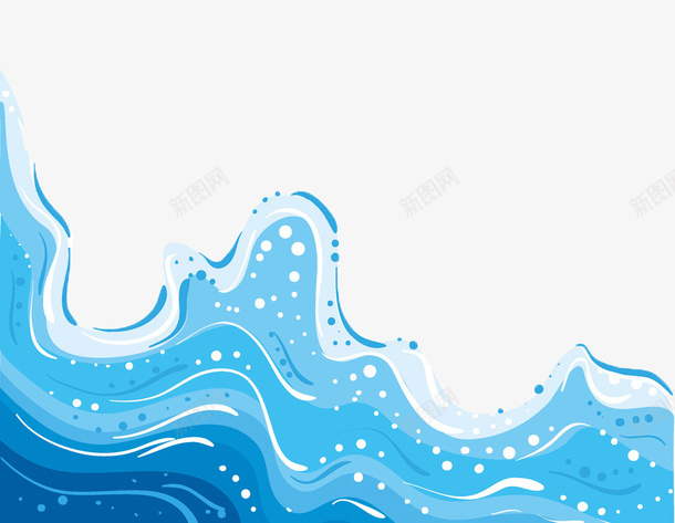 海上风浪png免抠素材_新图网 https://ixintu.com 卡通 大风大浪 插画 海 蓝色 风浪