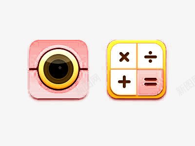 红色照相机和计算器app图标png_新图网 https://ixintu.com 时尚 现代 简约 设计