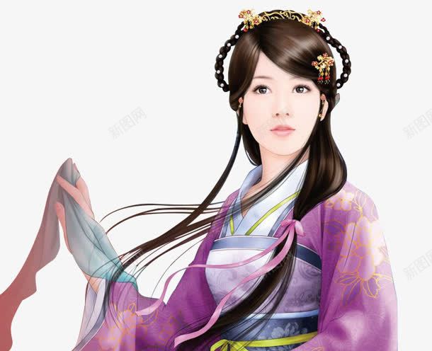 紫衣婉约女子古风手绘png免抠素材_新图网 https://ixintu.com 古风 女子 婉约 手绘